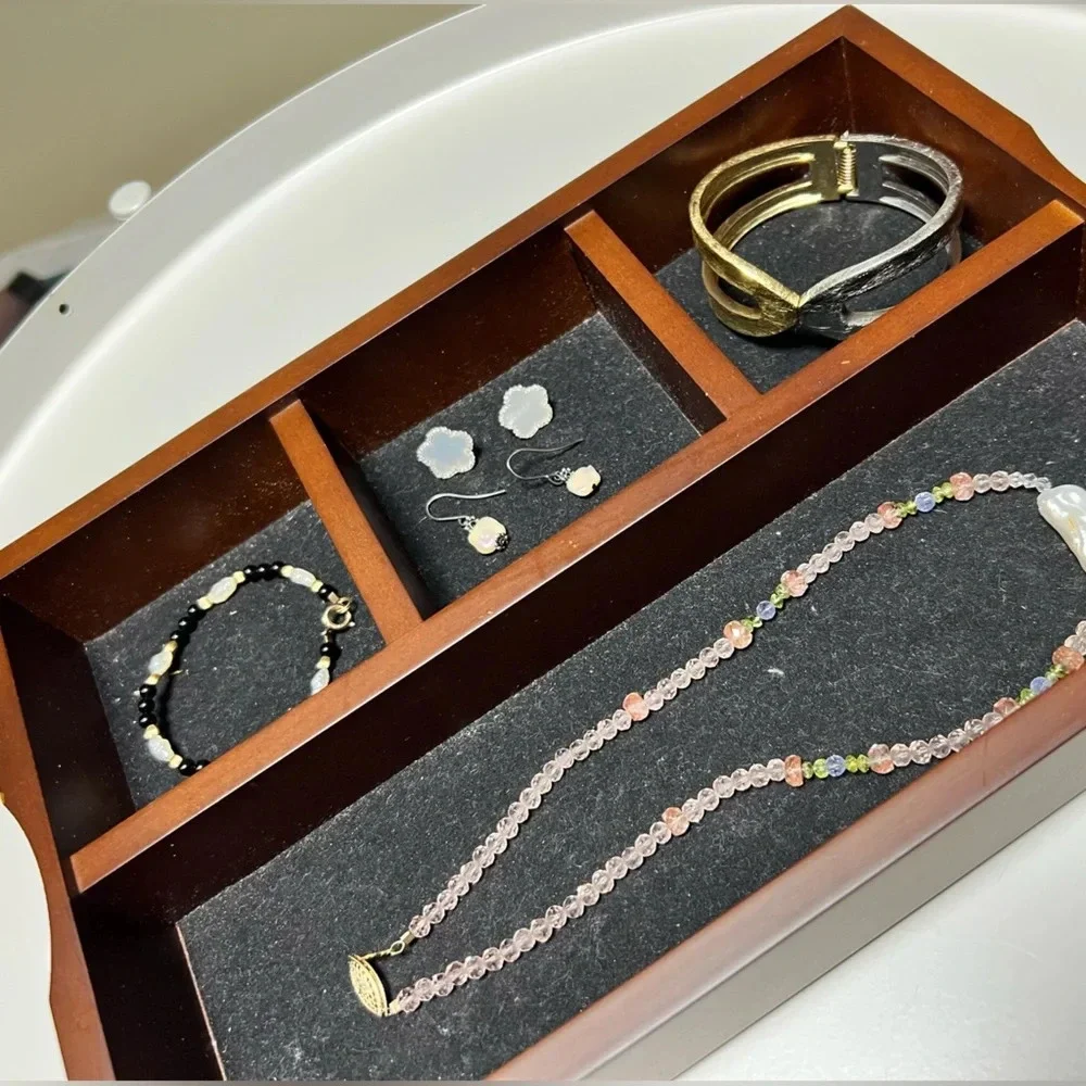 Wood Jewelry Storage Case for Necklaces, Earring, Rings